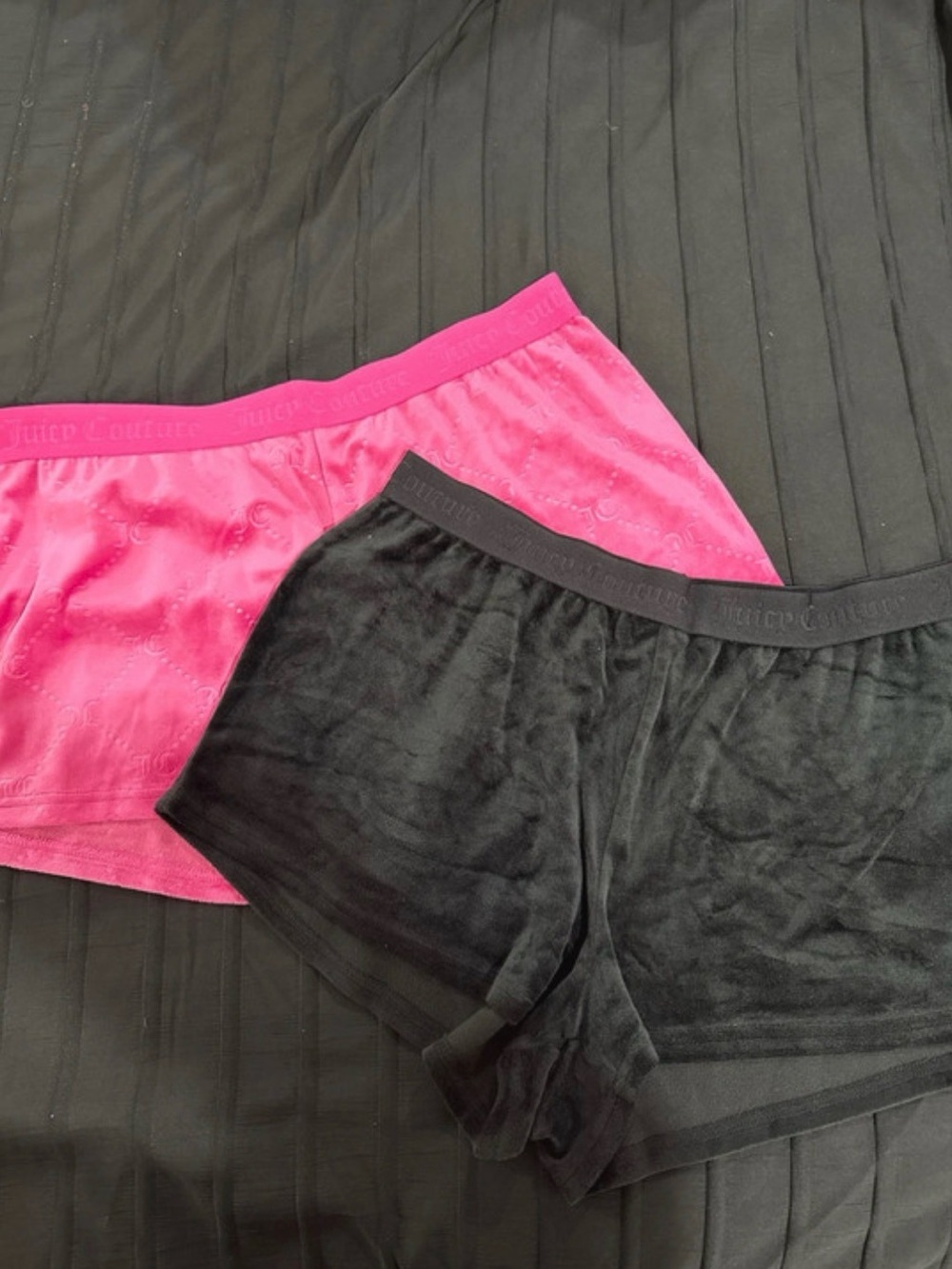 Juicy Couture Women’s Pink and Black Velvet Lounge Shorts